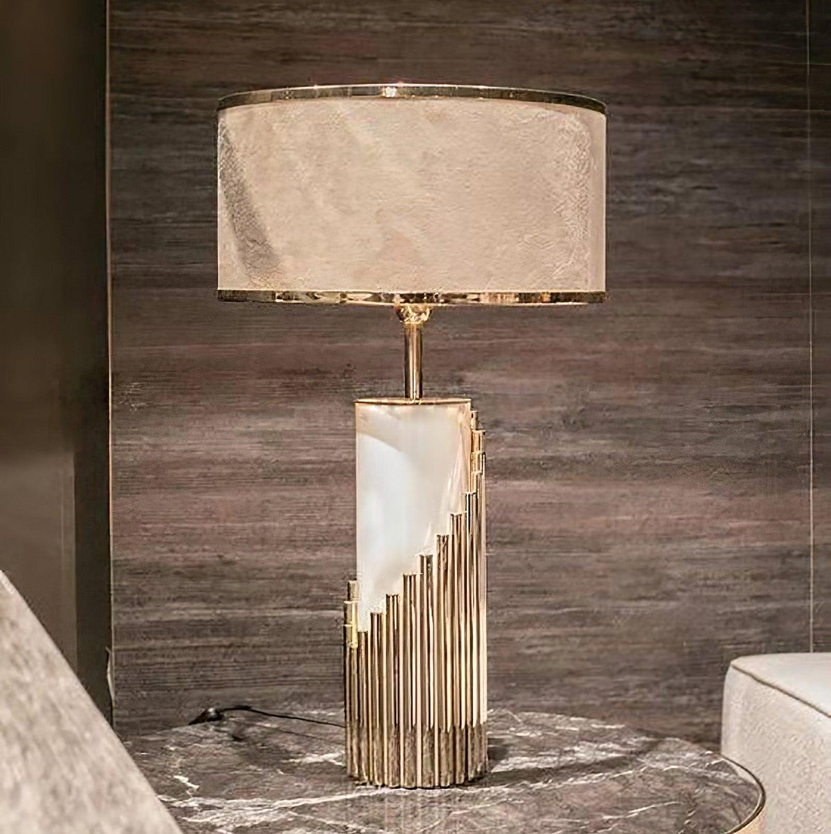 Rostra Gold Marble Champagne Table Lamp