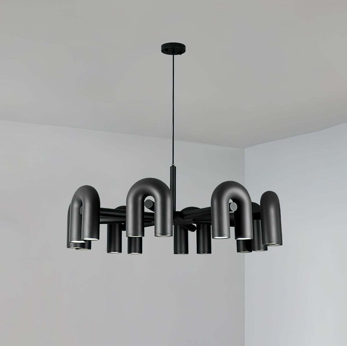 Cirkus Chandelier 8 Heads ∅ 39.4″ x H 14.8″ / Dia 100cm x H 37.5cm (Power: ~100W) / Black / Warm White Chandelier