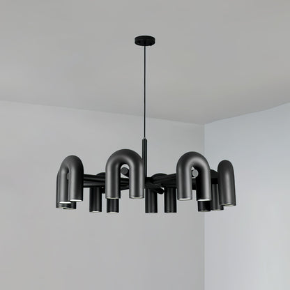 Cirkus Chandelier 8 Heads ∅ 39.4″ x H 14.8″ / Dia 100cm x H 37.5cm (Power: ~100W) / Black / Warm White Chandelier