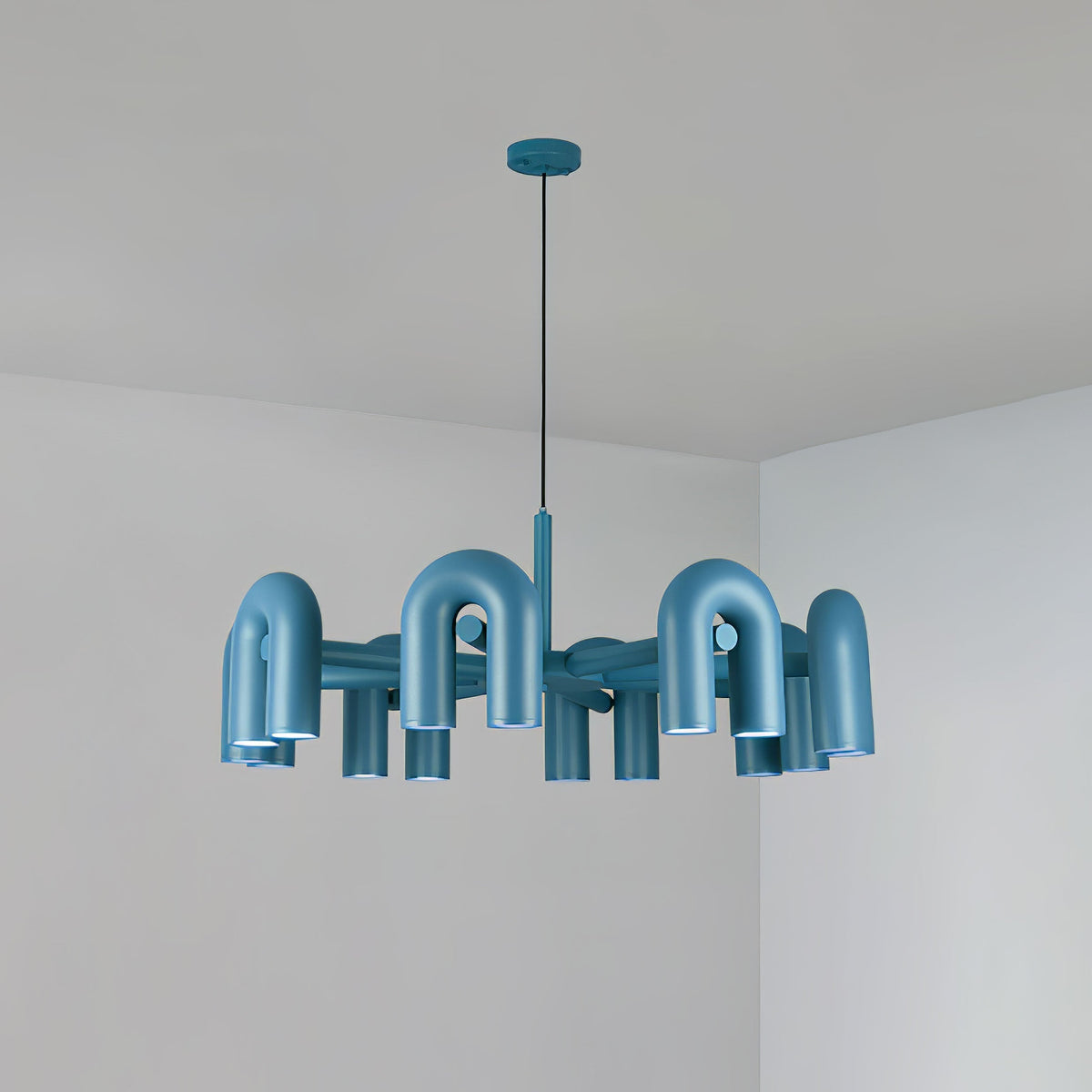 Cirkus Chandelier 8 Heads ∅ 39.4″ x H 14.8″ / Dia 100cm x H 37.5cm (Power: ~100W) / Blue / Warm White Chandelier