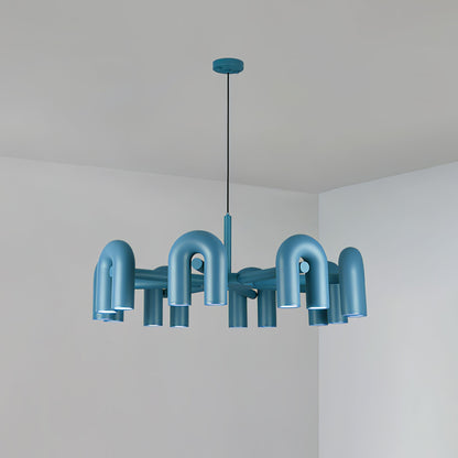 Cirkus Chandelier 8 Heads ∅ 39.4″ x H 14.8″ / Dia 100cm x H 37.5cm (Power: ~100W) / Blue / Warm White Chandelier