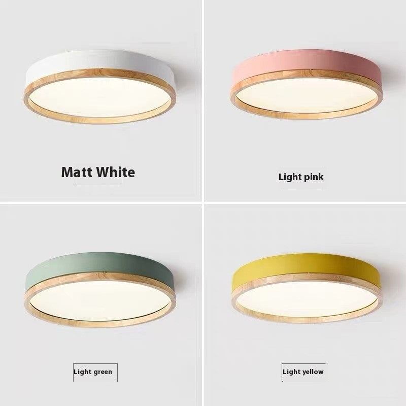 Round Acrylic Ceiling Lamp with Wooden Frame