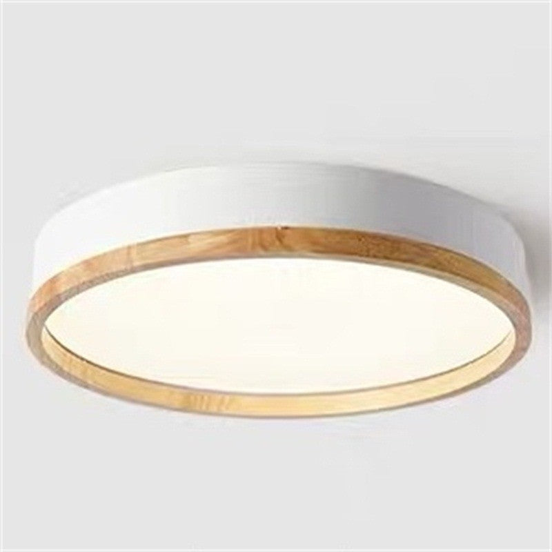 Round Acrylic Ceiling Lamp with Wooden Frame