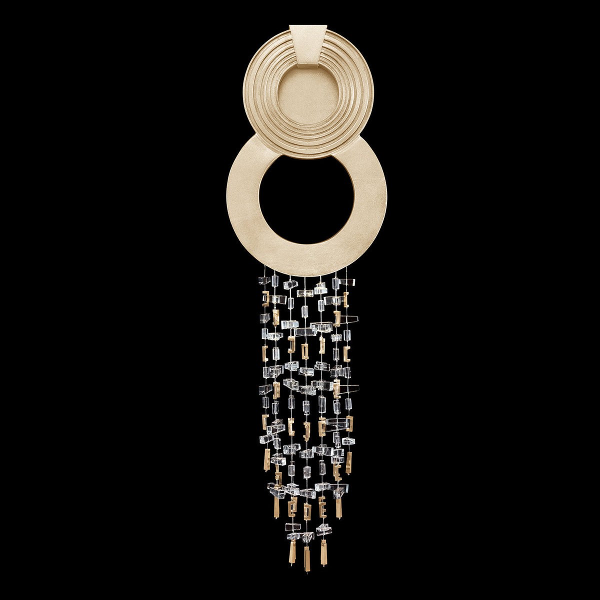 Round Crystal Grid White Gold LED Wall Sconce