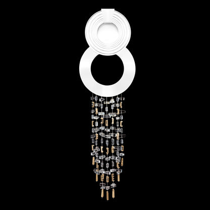 Round Crystal Grid White Gold LED Wall Sconce