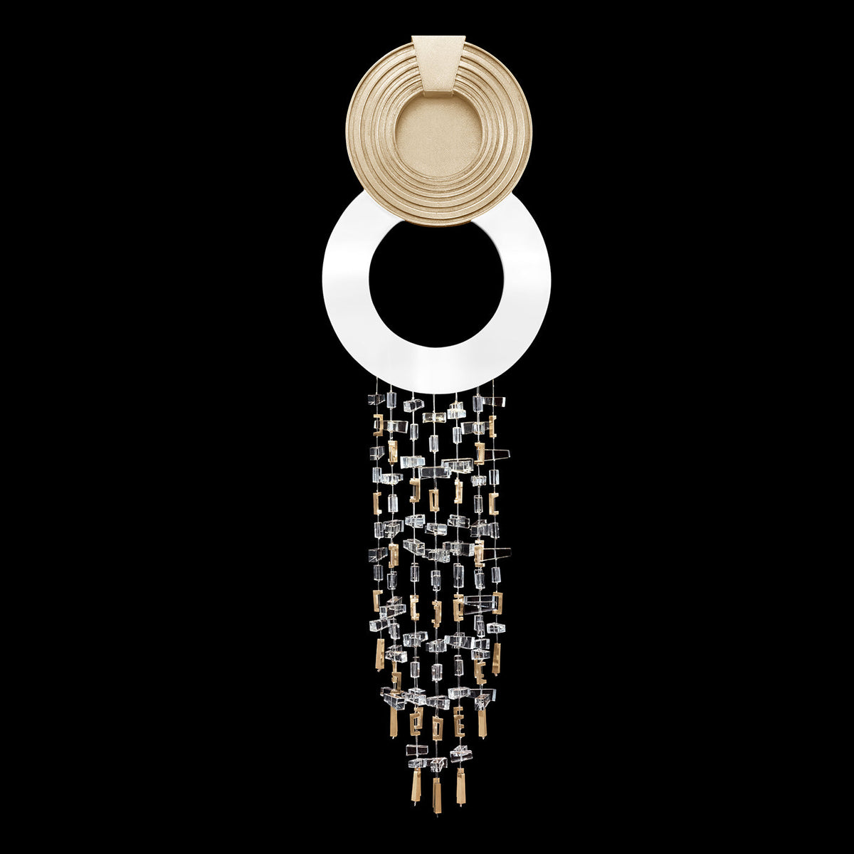 Round Crystal Grid White Gold LED Wall Sconce