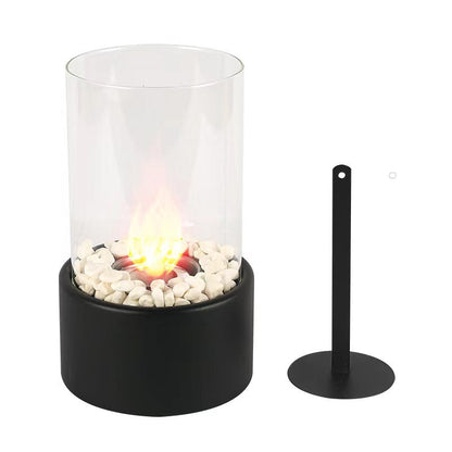 Round Stainless Steel Tabletop Fireplace Light