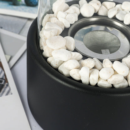 Round Stainless Steel Tabletop Fireplace Light