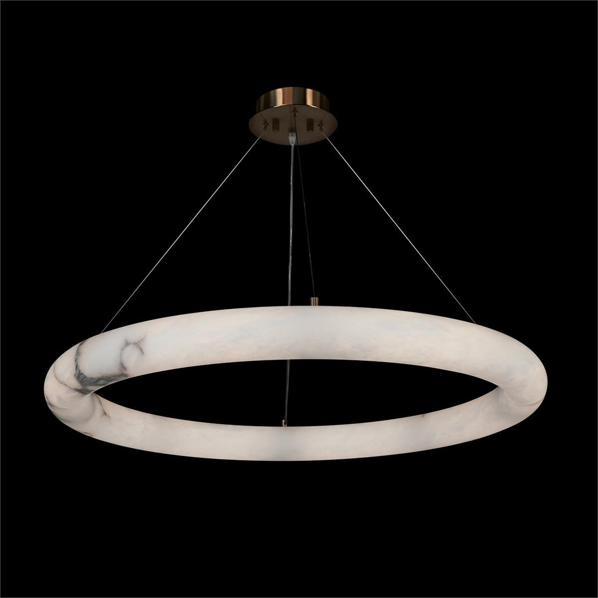Rounded Alabaster Antique Brass LED Pendant
