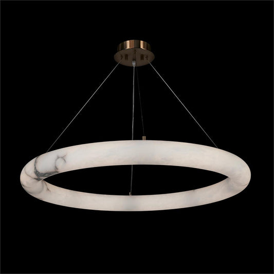 Rounded Alabaster Antique Brass LED Pendant