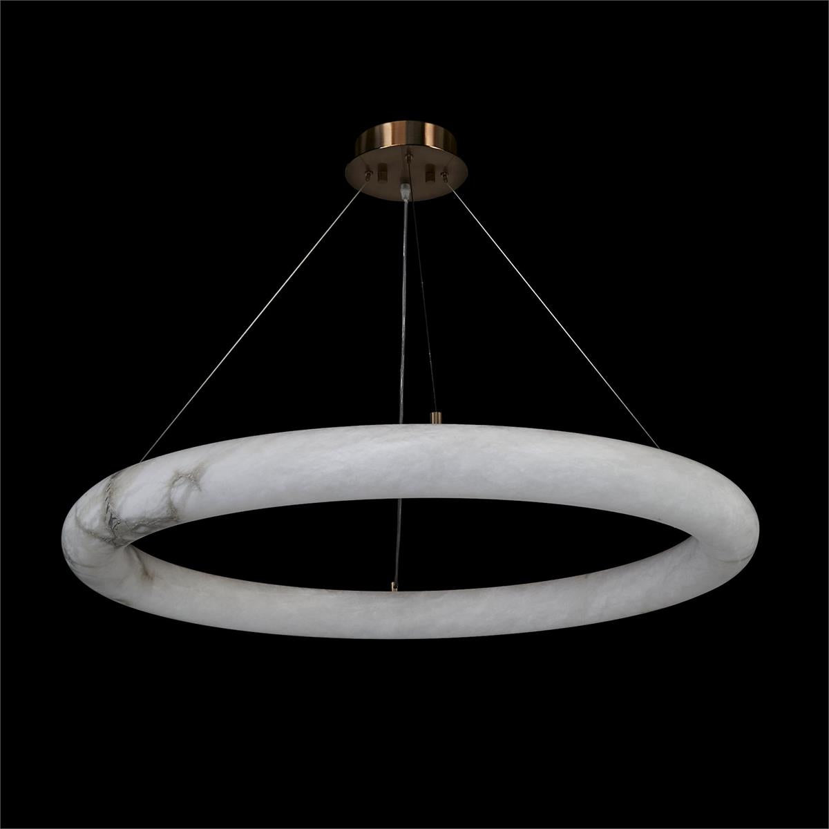 Rounded Alabaster Antique Brass LED Pendant