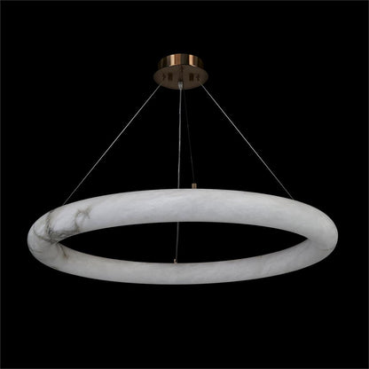 Rounded Alabaster Antique Brass LED Pendant