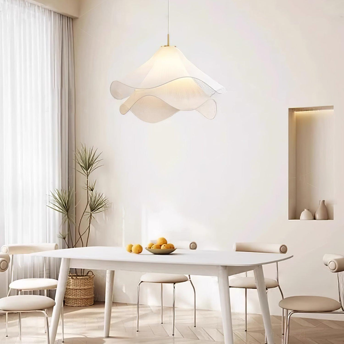 Ruffleform Gold White Plug-In Pendant