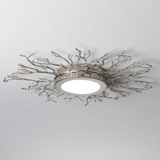 Sand-Cast Branch Brass Nickel LED Ceiling Light