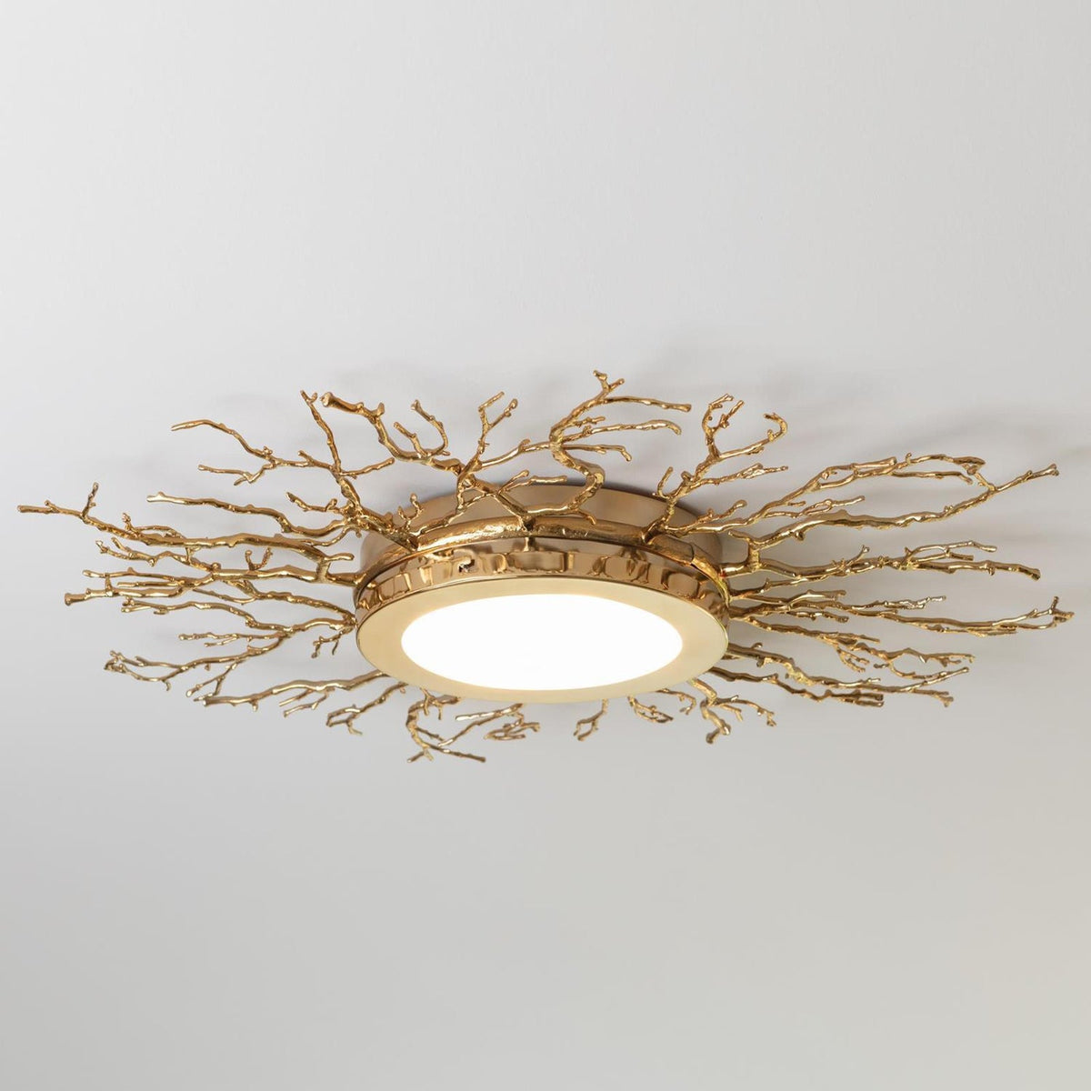 Sand-Cast Branch Brass Nickel LED Ceiling Light