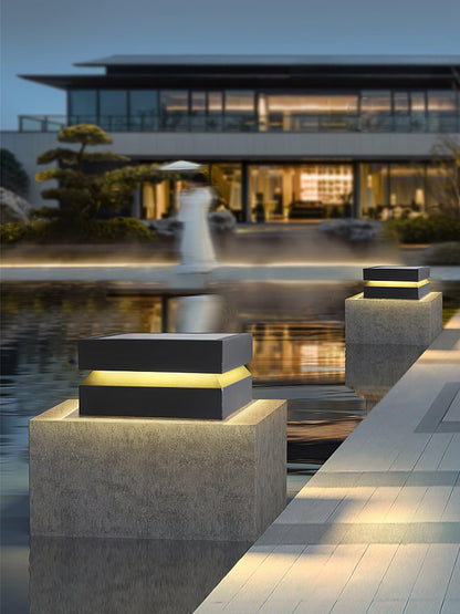 Sandblast Square Black Outdoor Post Light