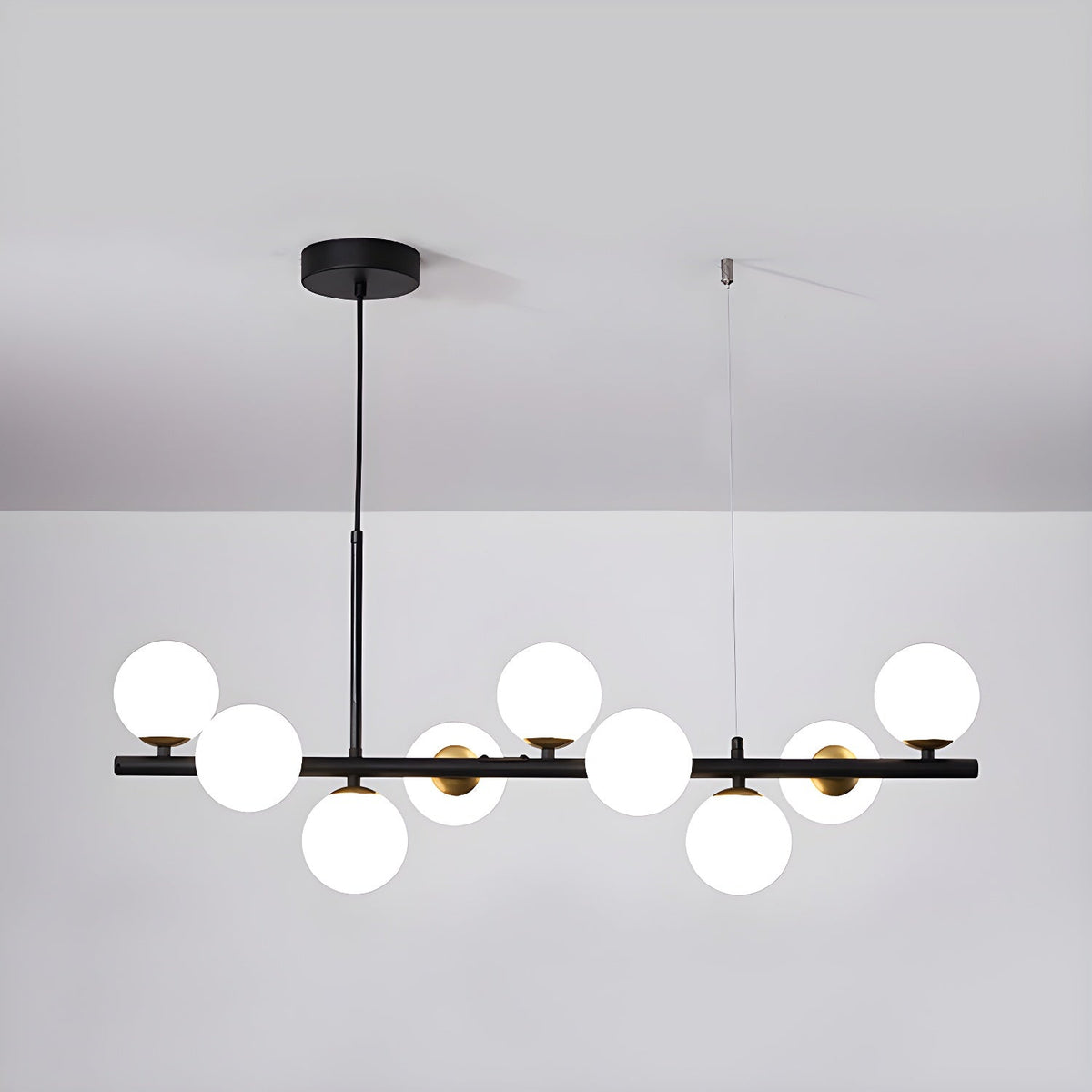 Aurelia Globe Chandelier 9-balls: ∅ 32.7″ x H 9.4″ / Black / Milk White 1001 Chandelier