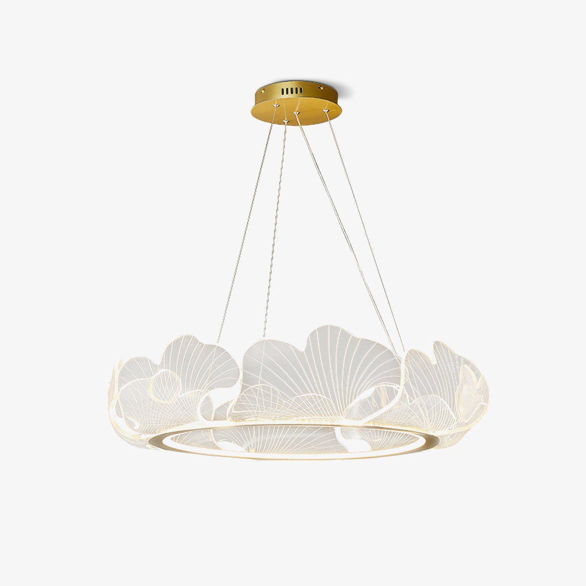 Scalloped Leaf Gold LED Chandelier