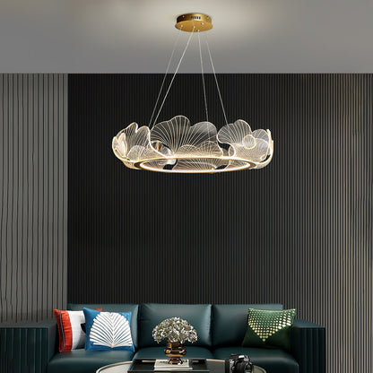 Scalloped Leaf Gold LED Chandelier