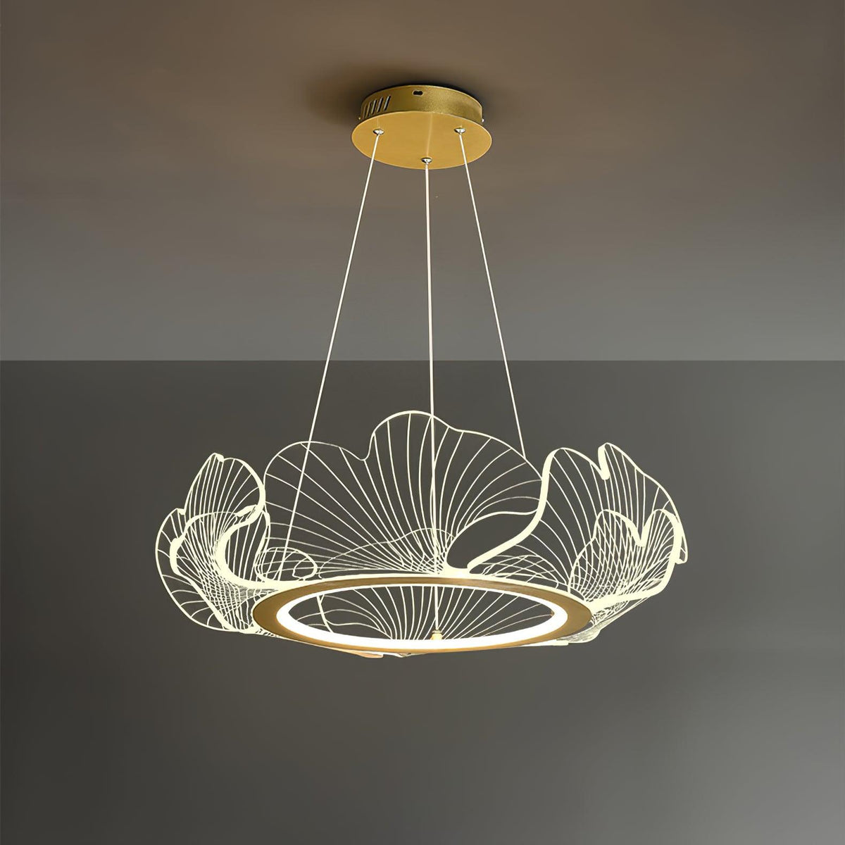 Scalloped Leaf Gold LED Chandelier