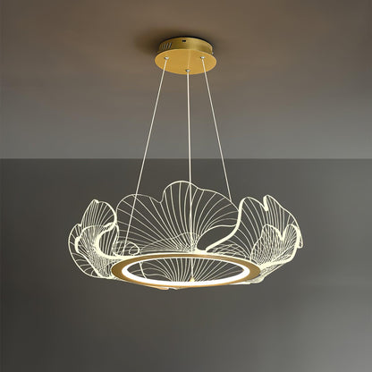 Scalloped Leaf Gold LED Chandelier