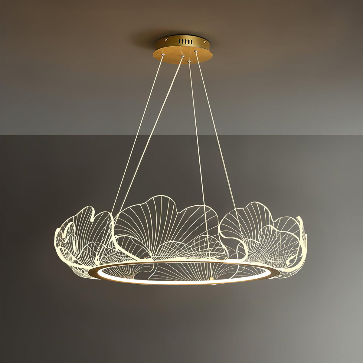 Scalloped Leaf Gold LED Chandelier