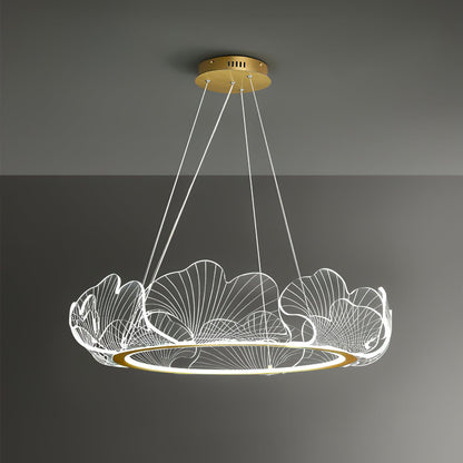 Scalloped Leaf Gold LED Chandelier