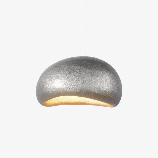 Sculpted Moon Bright Silver Black Pendant