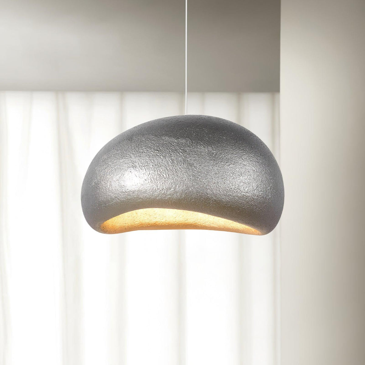 Sculpted Moon Bright Silver Black Pendant