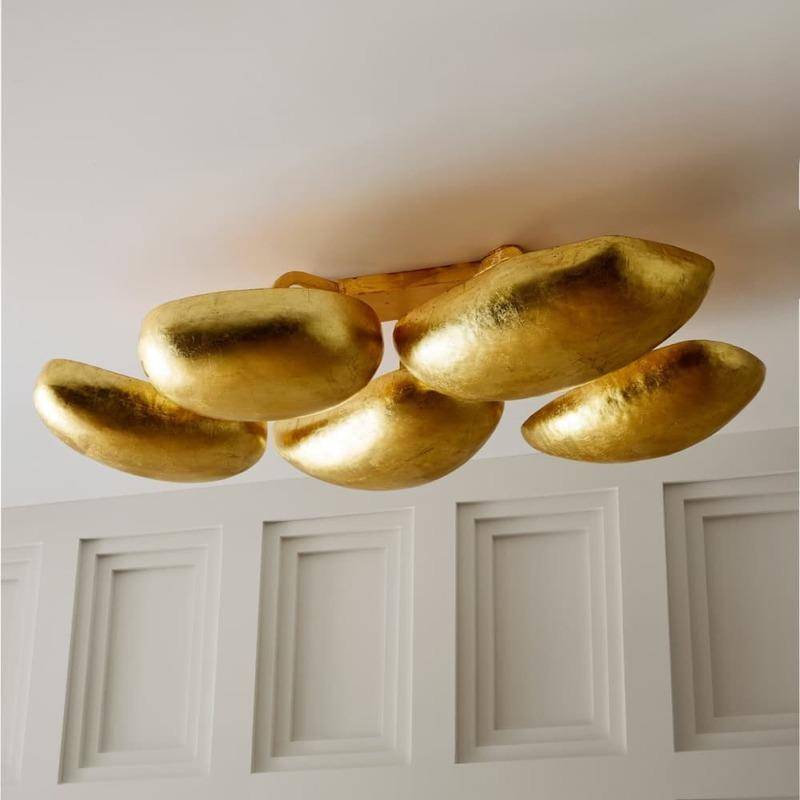Sculptural Pod Gold Leaf Flush Mount