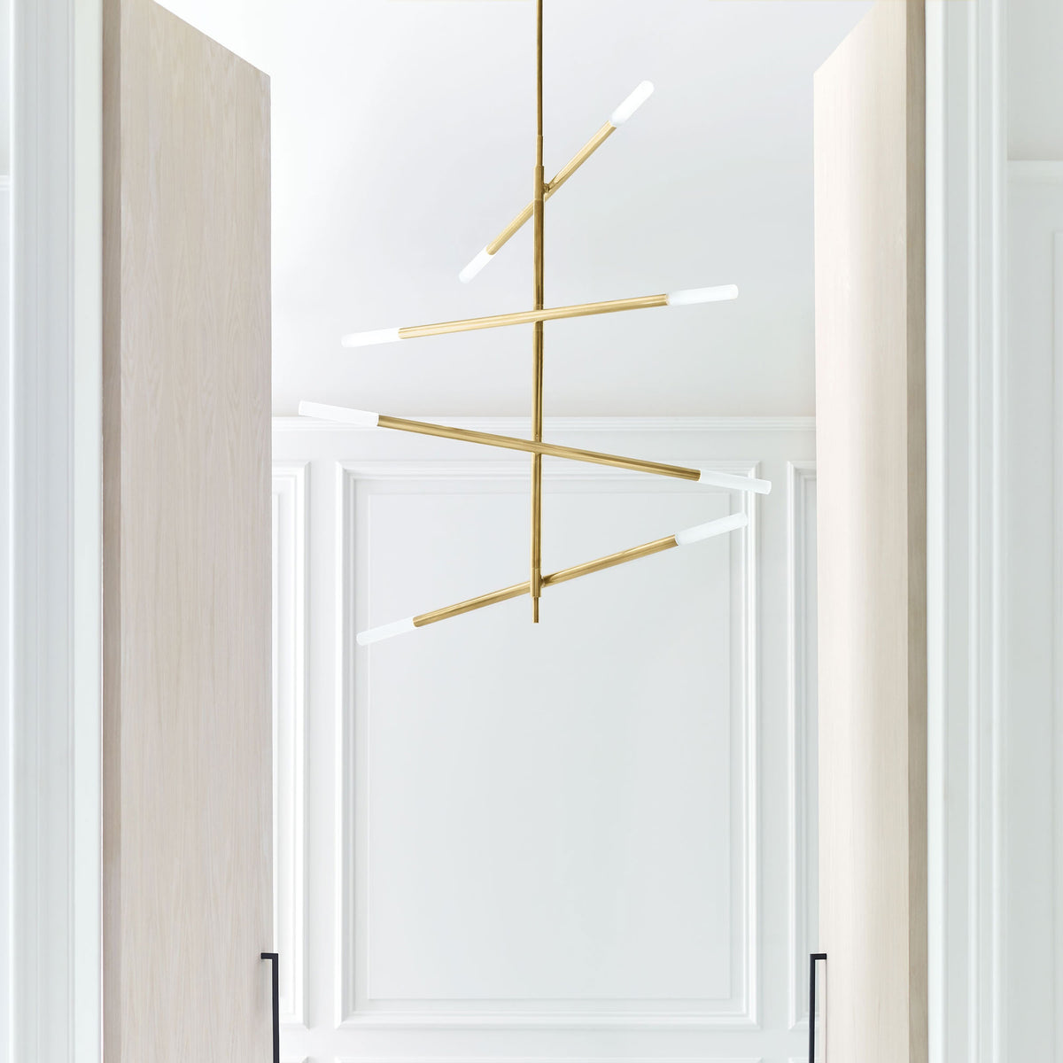 Seeded Bronze Column LED Chandelier