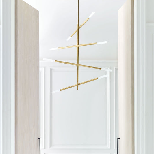 Seeded Bronze Column LED Chandelier