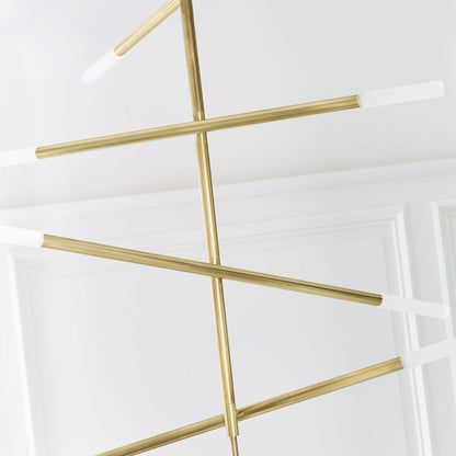 Seeded Bronze Column LED Chandelier