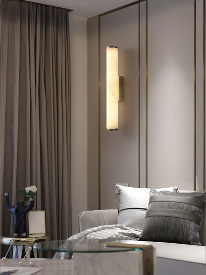 Segmented Brass Black Alabaster LED Wall Lamp