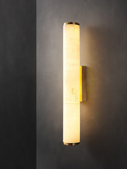 Segmented Brass Black Alabaster LED Wall Lamp
