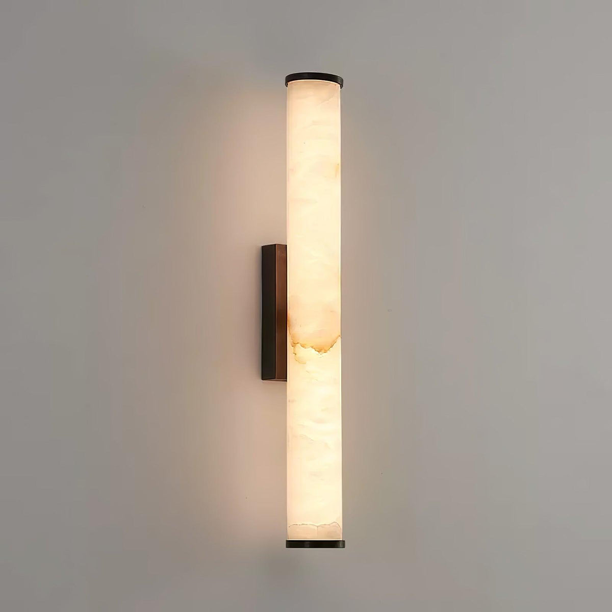 Segmented Brass Black Alabaster LED Wall Lamp