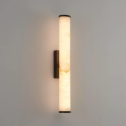 Segmented Brass Black Alabaster LED Wall Lamp