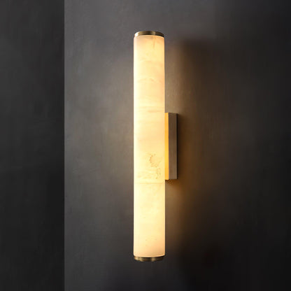 Segmented Brass Black Alabaster LED Wall Lamp