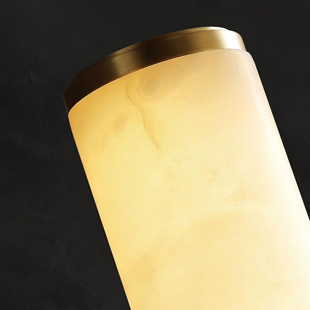 Segmented Brass Black Alabaster LED Wall Lamp