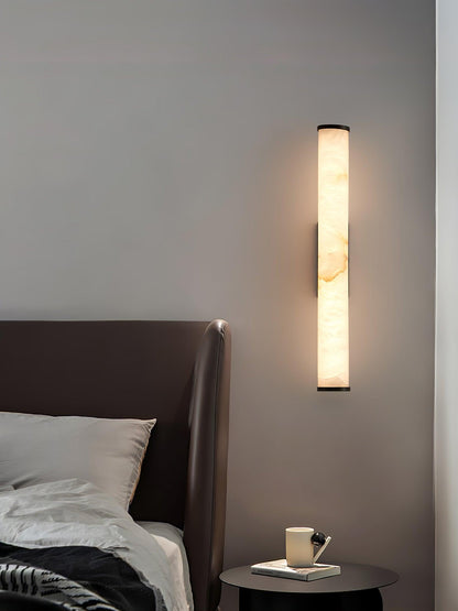 Segmented Brass Black Alabaster LED Wall Lamp