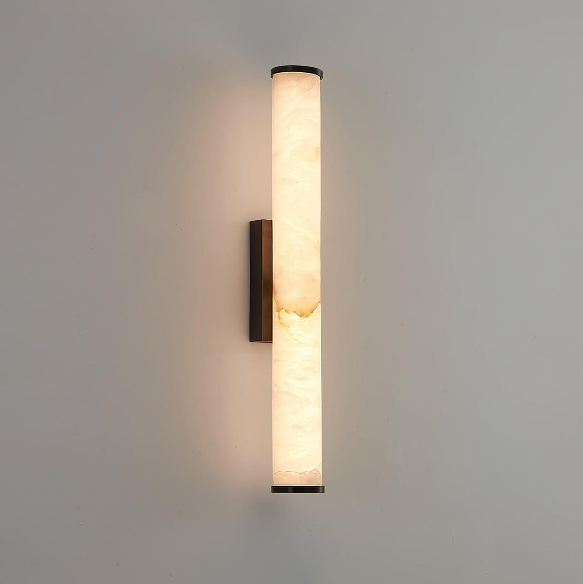 Segmented Brass Black Alabaster LED Wall Lamp