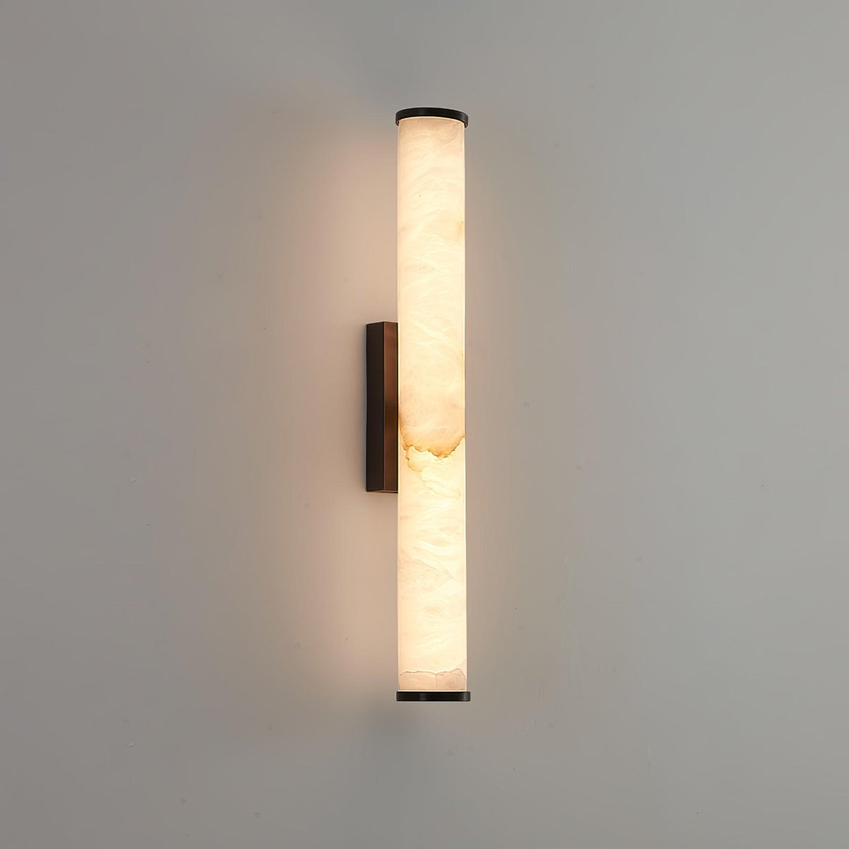 Segmented Brass Black Alabaster LED Wall Lamp