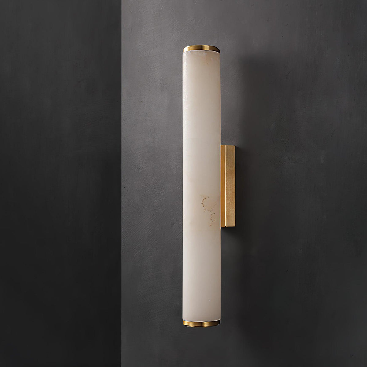 Segmented Brass Black Alabaster LED Wall Lamp