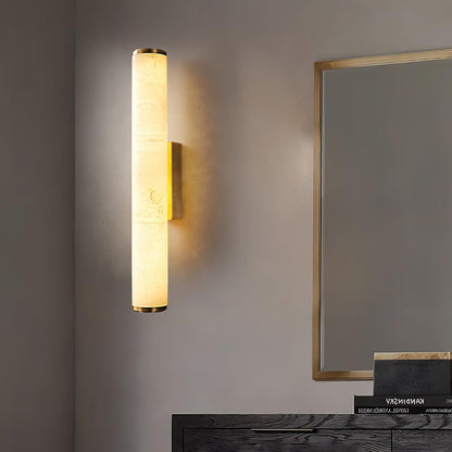 Segmented Brass Black Alabaster LED Wall Lamp