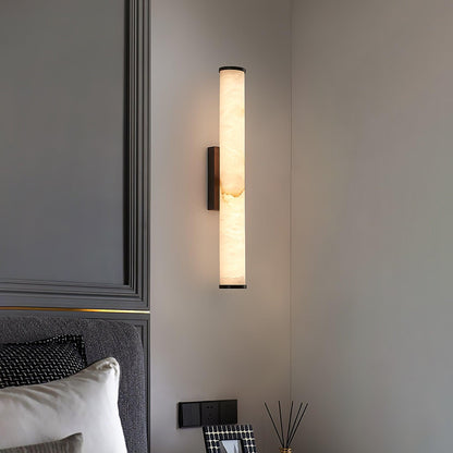 Segmented Brass Black Alabaster LED Wall Lamp