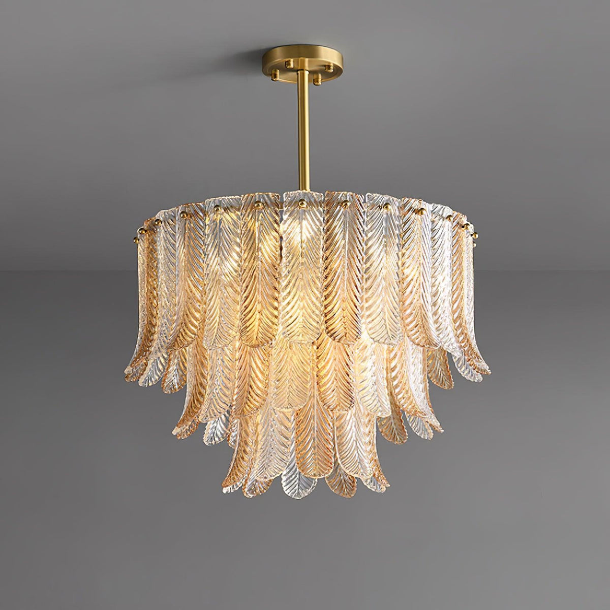 Serravale Brass Amber Glass Chandelier