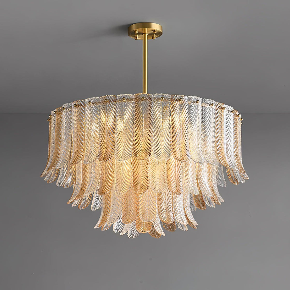 Serravale Brass Amber Glass Chandelier
