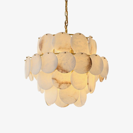 Shellfall Brass Alabaster Tiered Chandelier