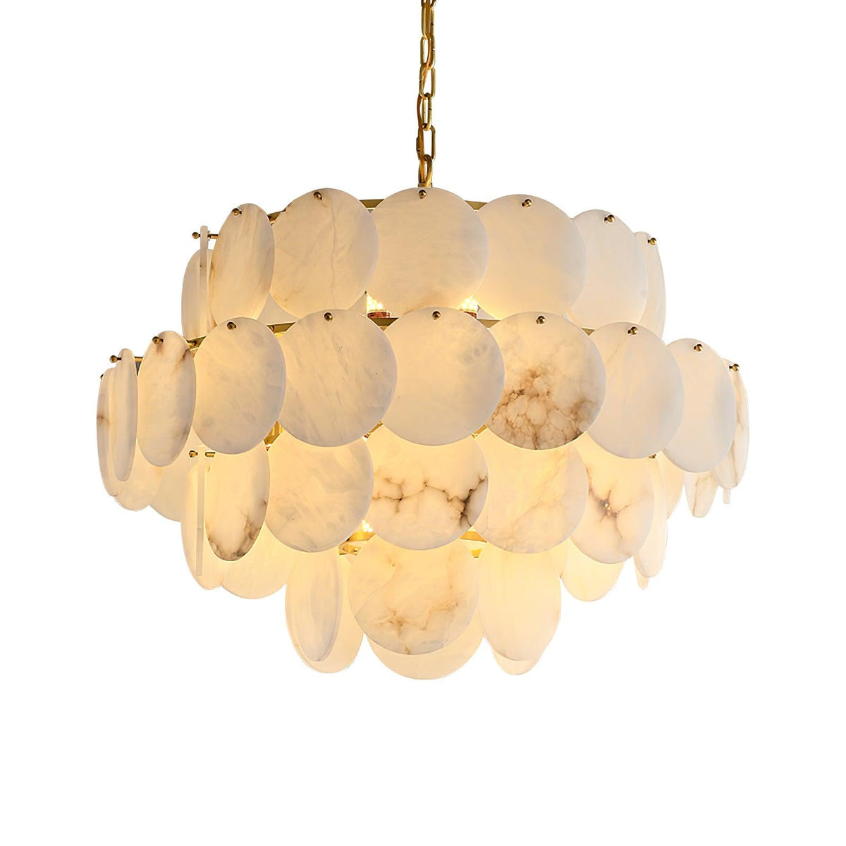 Shellfall Brass Alabaster Tiered Chandelier