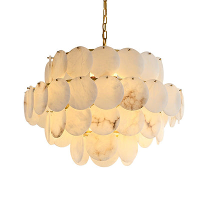 Shellfall Brass Alabaster Tiered Chandelier